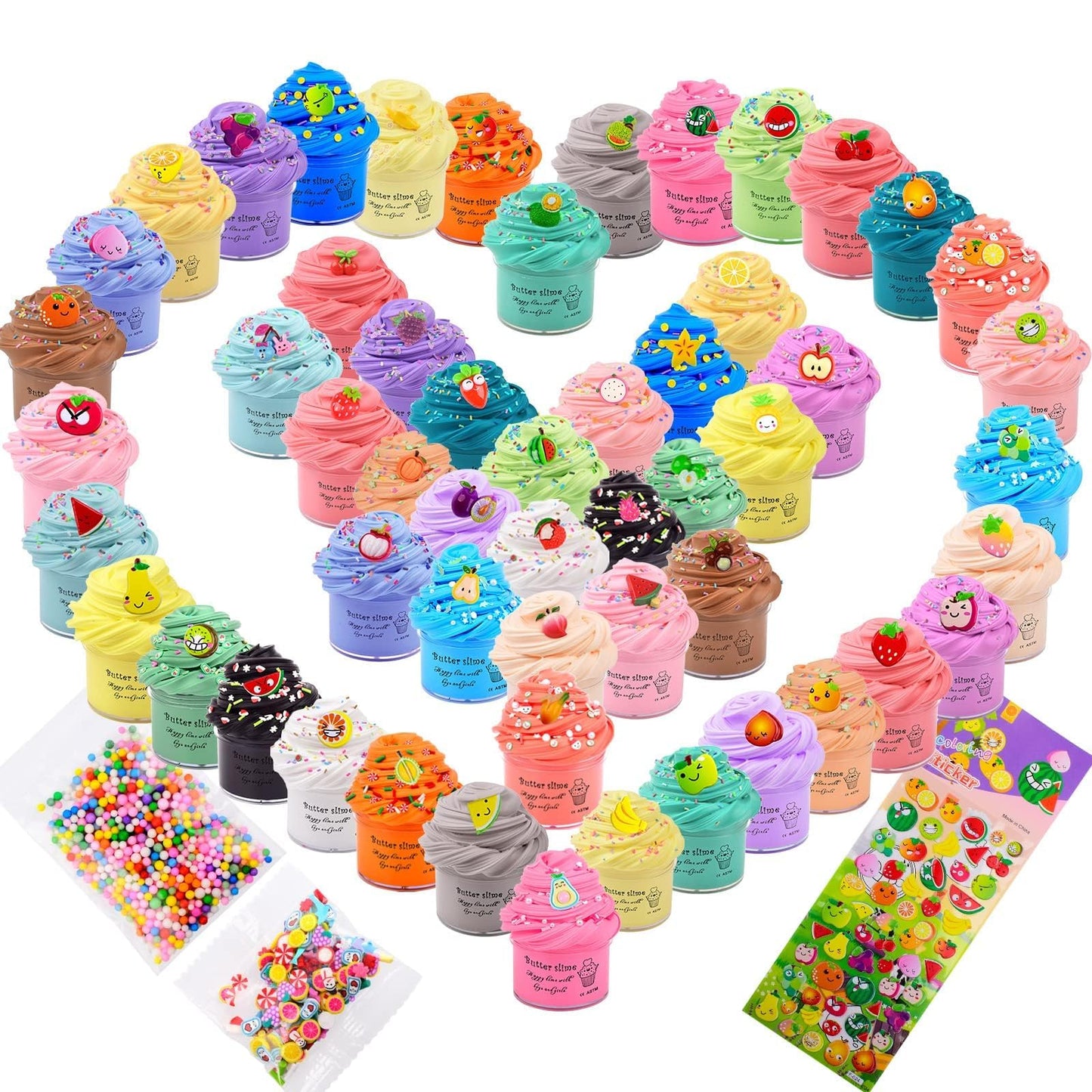 WUJYLY Slime Kit - 54 Pack Mini Butter Slime, Non-Sticky, Soft, Multicolored, DIY Putty Toy for Kids, Perfect Birthday Gift