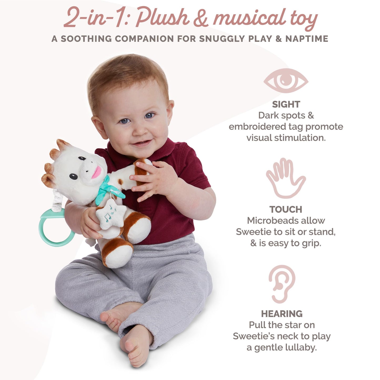 Sophie La Girafe | Sweetie Plush With Music Box | Ultra Soft, Flexible & Easy To Grasp | Ideal For Travel | Awaken The Senses