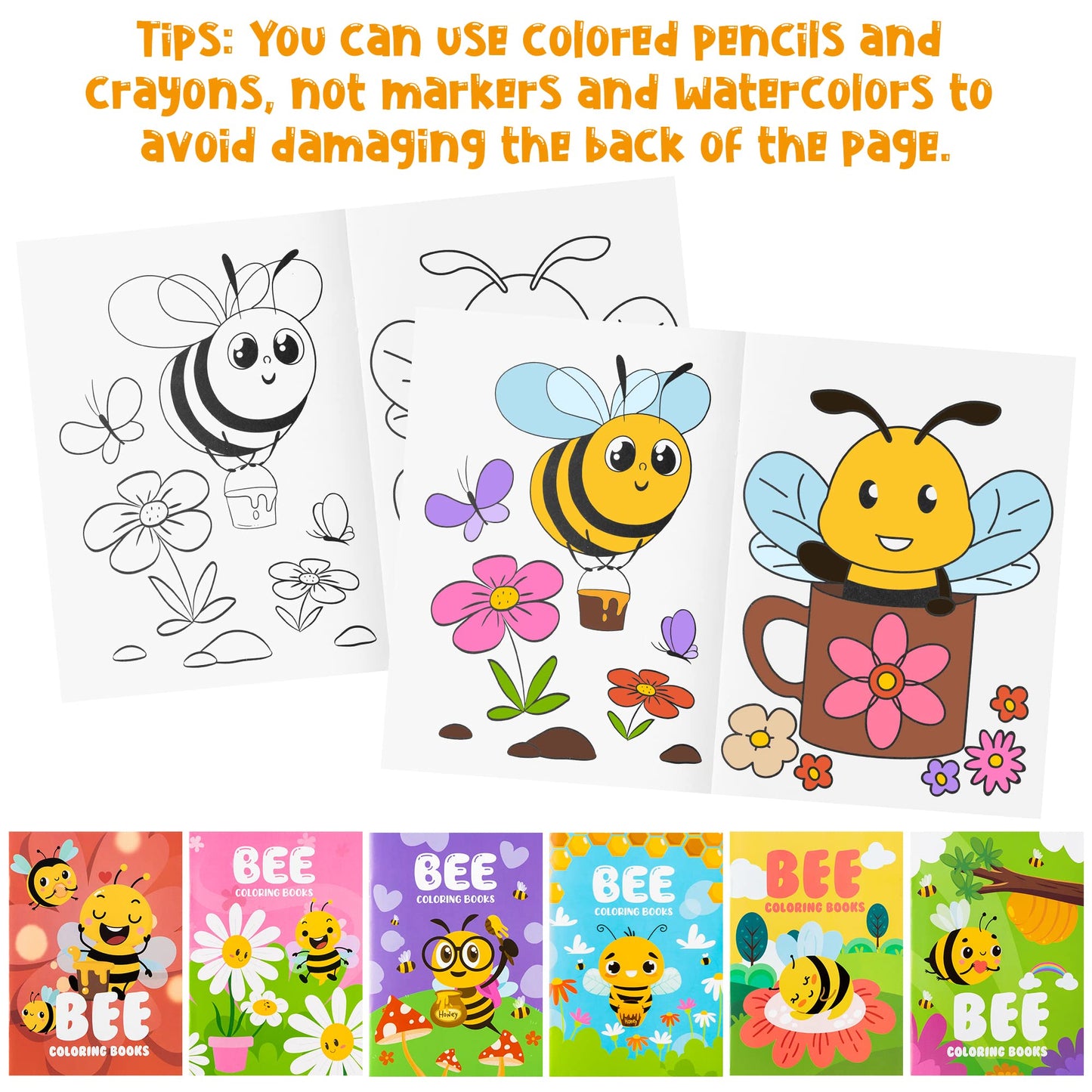 DGjianfei Coloring Book Party Favors - 24PCS Bee Mini Coloring Book Bulk Kids Party Favors DIY Art Drawing Book Honeycomb Flower
