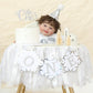 HODIHIWI Snowflakes One First Party Decorations White High Chair Banner 1st Crown Cake Topper 1st Birthday Decor