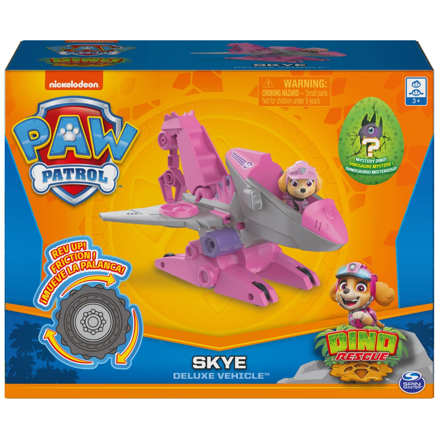 Paw Patrol Dino Rescue Skye Deluxe Rev Up Vehicle with Mystery Dinosaur Figure, Plastic, Model 6059986