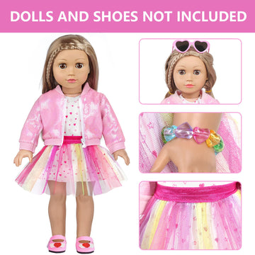 Bddoll American 18 Inch Doll Clothes And Accessories With Travel Suitcase And Makeup Fit 18 Inch Doll Includes Suitcase, Backpack, Sunglasses Lipstick, Eyeshadow Palette, Bracelet, Hair, Blusher