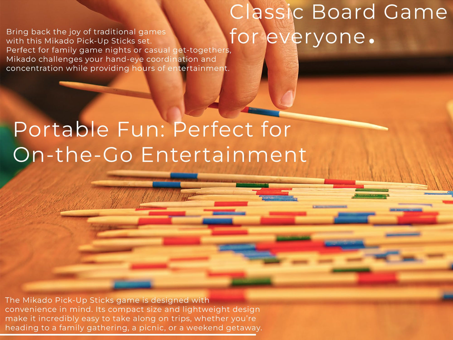 BSIRI Mikado Wooden Pick Up Sticks Classic Kids Board Game for mature-themeds and Teens in Family and Children Board Games for Kids 7 and Brain Teasers of Mathematics Fun Table Games