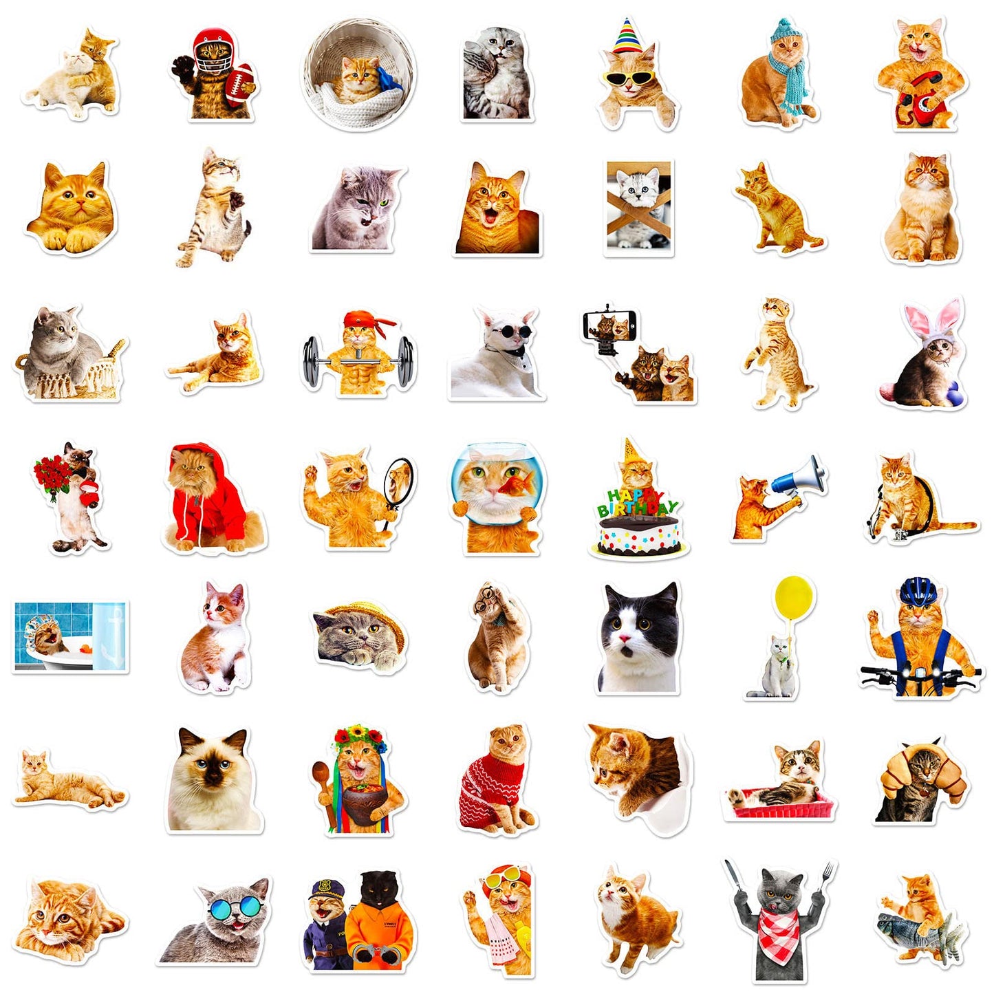 Cat Stickers For Kids Teens Girls Adults, 100 Pcs Cute Cat Stickers, Vinyl Waterproof Animal Stickers For Water Bottle, Laptop,