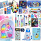 Shudaushi 36Pcs Unicorn All School Stationery For Girls Art & Craft Stationery With Zipper Fur Shoulder Bag Pen Pencil Eraser Di