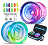 Magicyoyo Responsive Yoyo K2 Crystal Blue-Yellow + Pink-Purple, Dual Purpose Yoyo For Kids Beginners, Extra Unresponsive Bearing For Intermediate Advanced+12 Yoyo Strings+2 Kk Bearings + 1 Yoyo Case