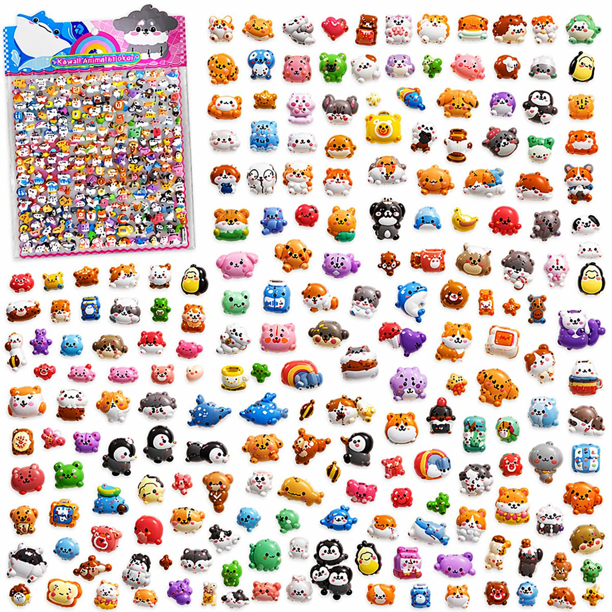 Funblast Animal Stickers For Kids  2 Sheets/550+ Colorful Zoo, Farm & Jungle Animals Puffy Stickers, 3D Sticker Set For School 