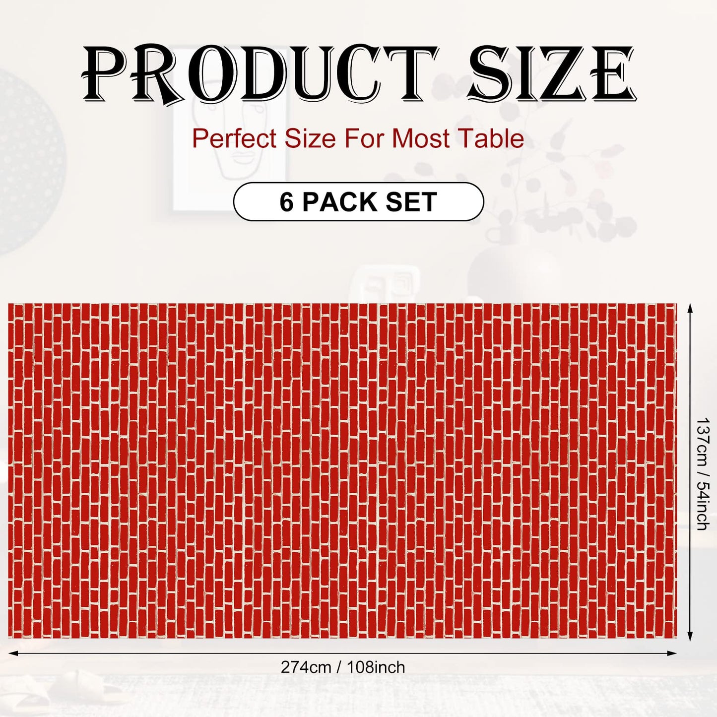 Chumia 6 Pcs Brick Tablecloth Brick Wrapping Paper Wall Backdrop Wallpaper Decoration for Halloween Christmas Party Supplies 54