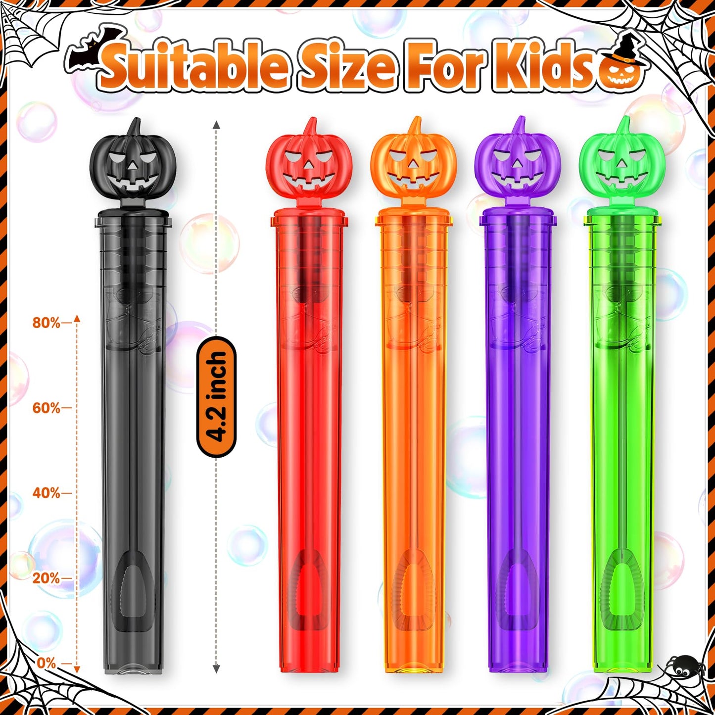 SpringFlower Halloween Party Favor for Kids, 400 Pcs Halloween-Themed Mini Bubble Wands for Halloween Party Favor Supply Goodie