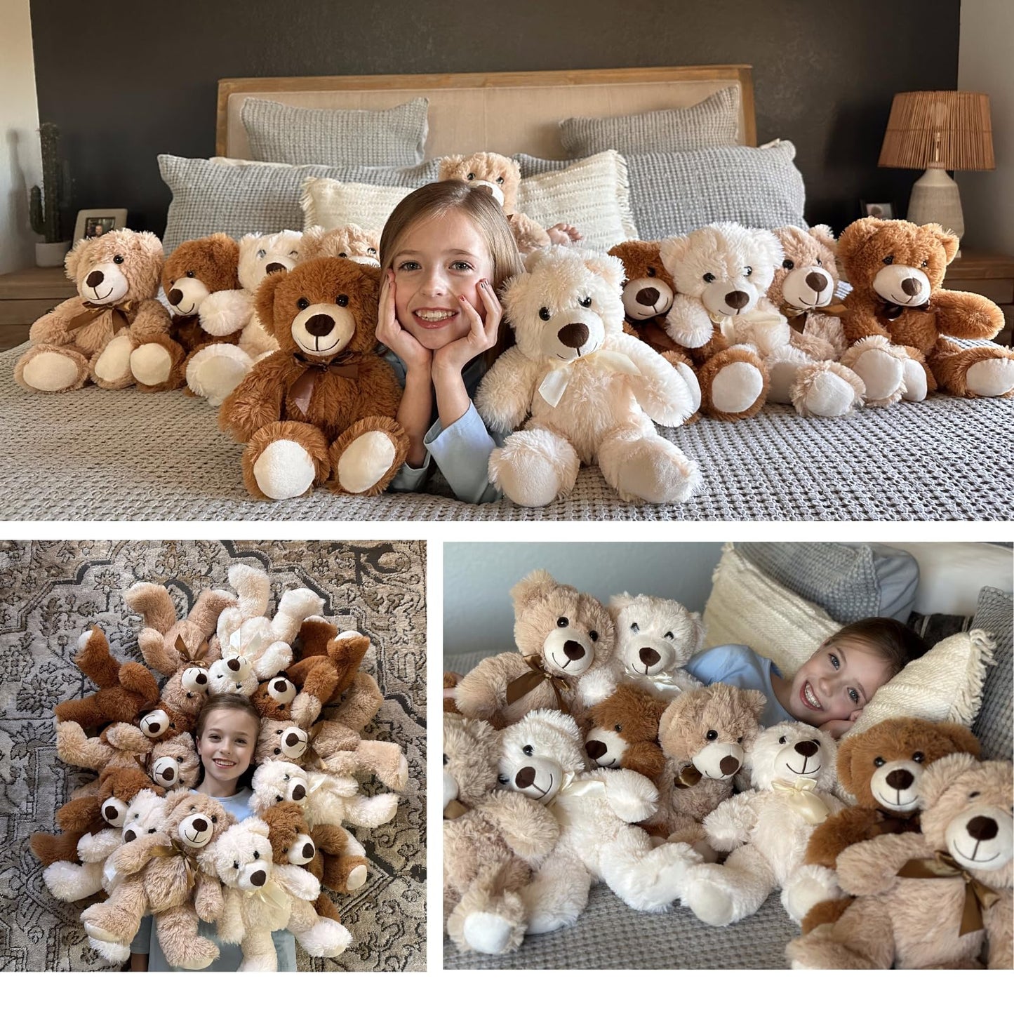 MaoGoLan 15 Pack Teddy Bears in Bulk, 14inch Small Stuffed Animals Teddy Bears for Baby Shower Wholesale Plushies for Themed Bir