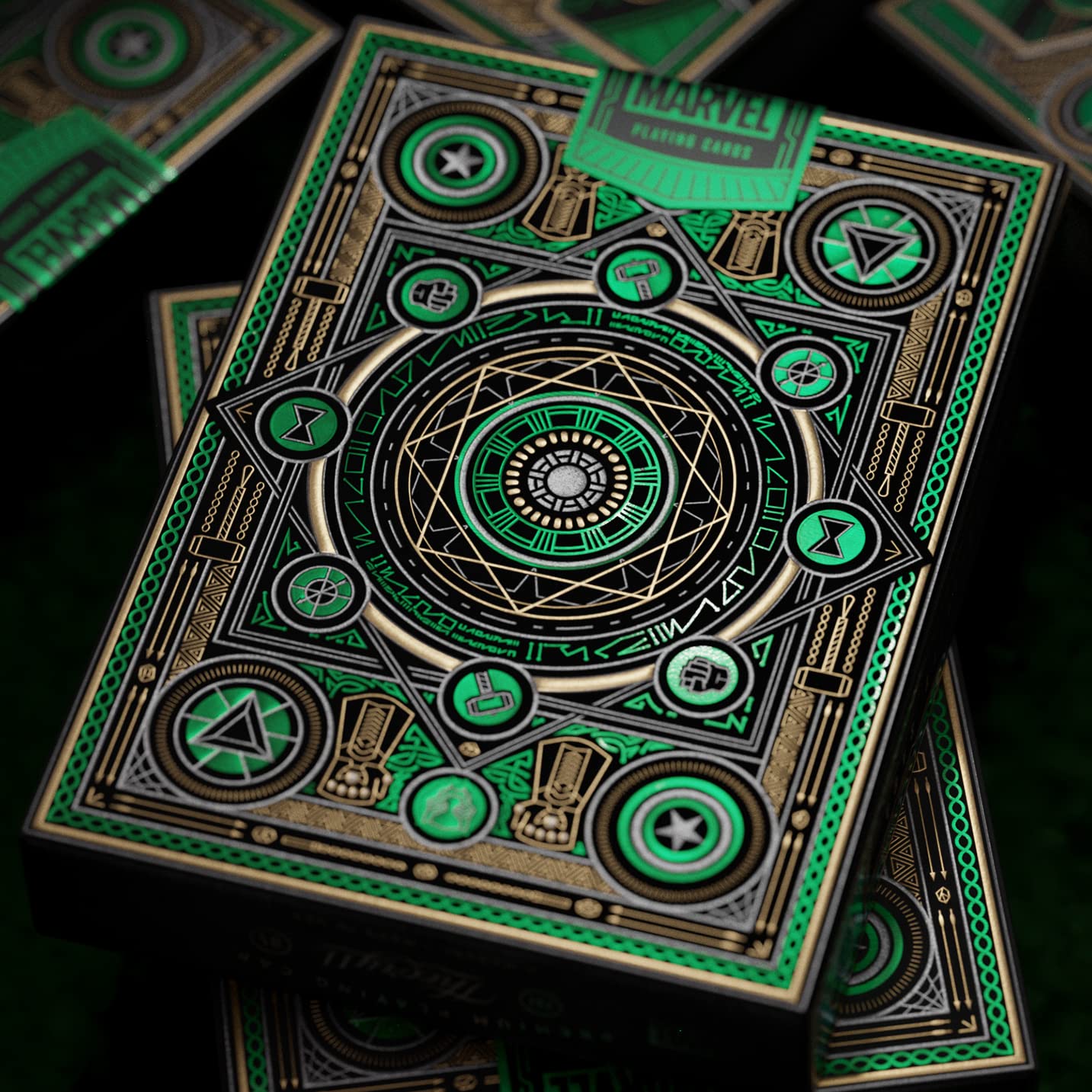 theory11 Avengers Green Edition enhanced Playing Cards - Marvel Studios' The Infinity Saga Deck