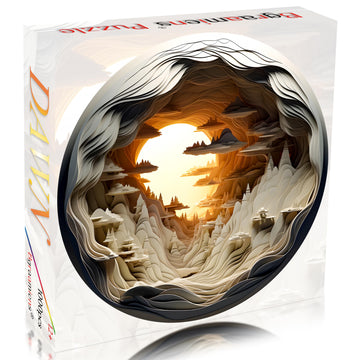 Bgraamiens Puzzle-Dawn- 3D Visual Dawn Inside A Cave 1000 Pieces Round Puzzle For Adult,Unique Puzzle Autostereoscopy Puzzle Har