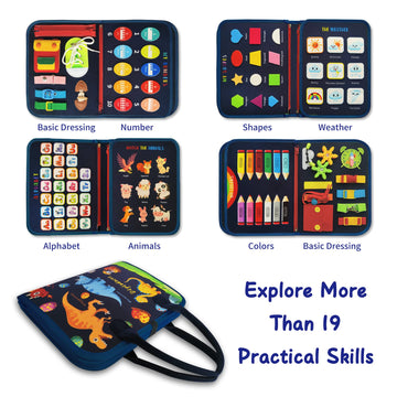Learntoy Busy Board - Dinosaur Montessori Toys For 3 4 5 Year Old - Sensory Toys For Autistic Children - Toddler Travel Toys - Busy Book For Toddlers Activities As Boys Girls Gift