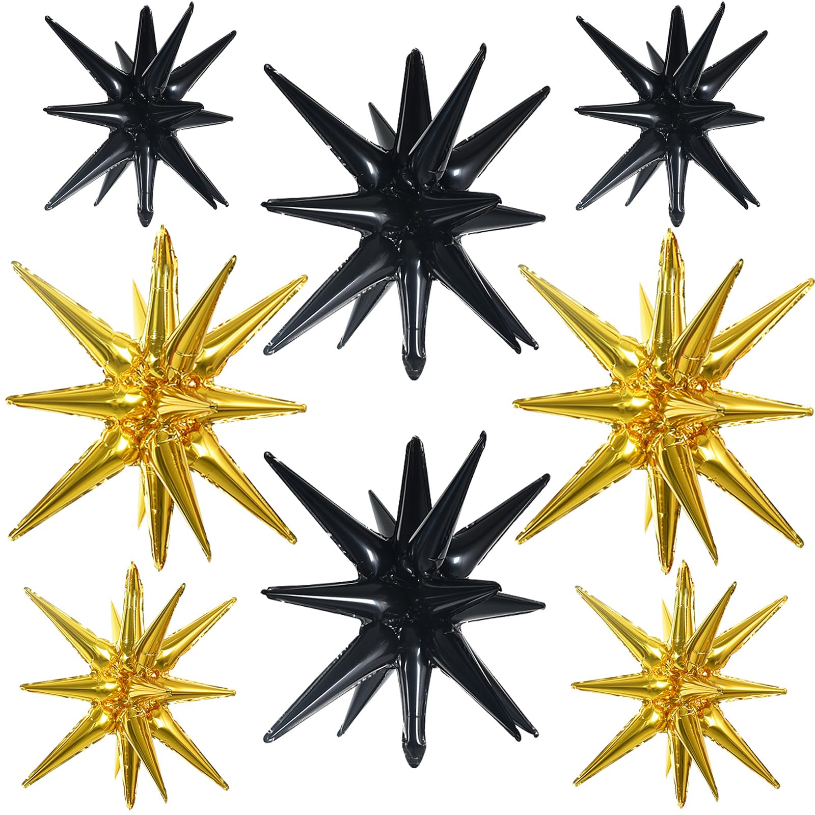TONIFUL 8 Pcs Navy Blue Silver Red Foil Balloons Large Star Balloons Explosion Star Mylar Balloons for Independence Day Christma
