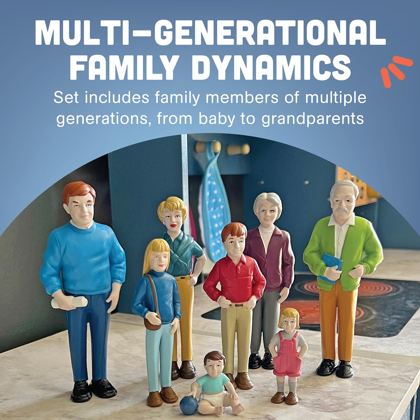 Creative Minds Marvel Education Caucasian Family Toy Figure Set for Kids Ages 3+, Set of 8 Inclusive and Diverse Dollhouse Toy F