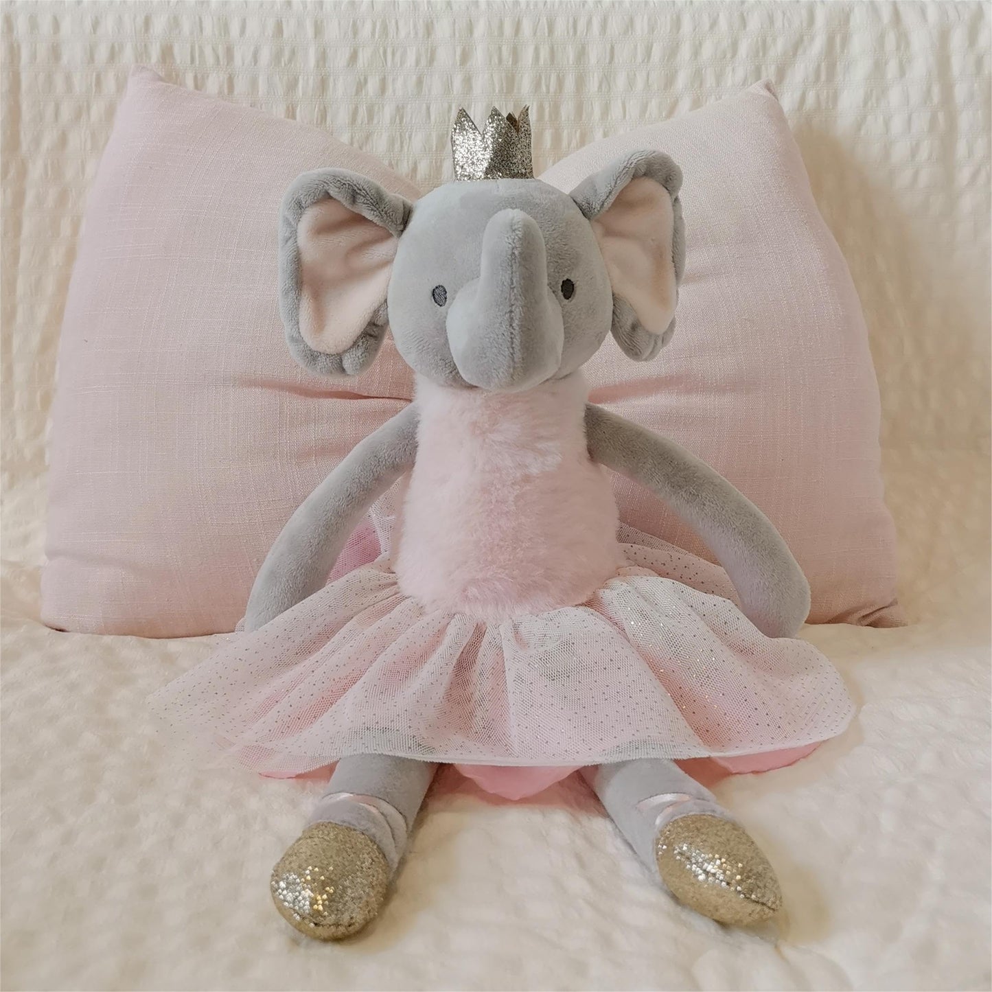 Mikee Fluffie Princess Elephant Stuffed Animals,15.7'' Pink Stuffed Elephant Plush With Skirt And Crown,Cute Stuffed Animal For