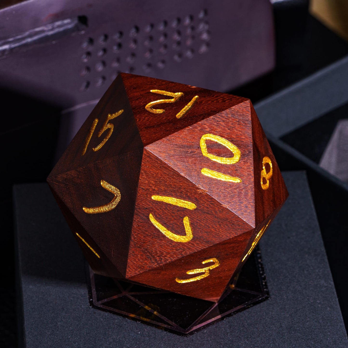 Hddais 50Mm Coralwood Jumbo D20 Dice - 20 Sided Polyhedral Dice With Gift Case For & D&D Role Playing Games