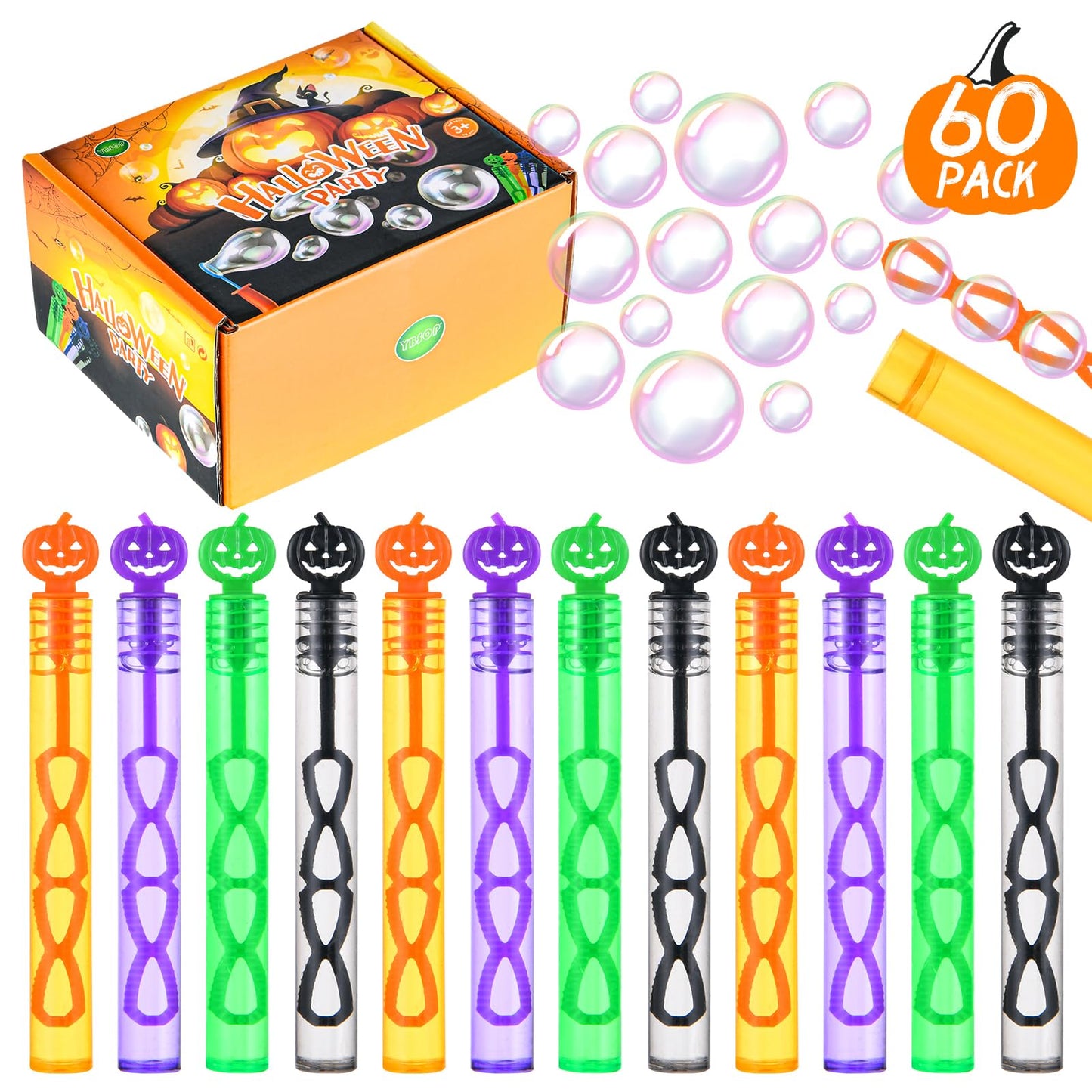 60 Pack Halloween Bubble Wands, Mini Bubble Toys For Halloween Party Favors, Novelty Supplies, Halloween Toys For Girls Boys Kids Classroom Rewards Gifts