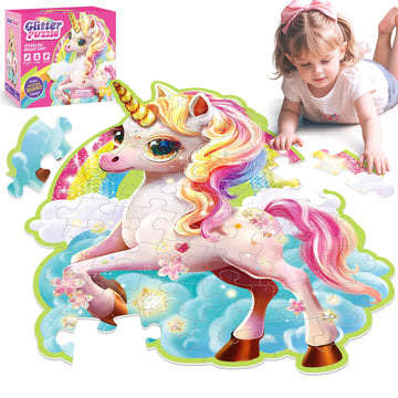 Auntyfey 45 Pcs Unicorn Floor Puzzles For Kids Ages 3-5, Giant Floor Puzzles For Kids Ages 4-8, Kid Floor Puzzles 4-6, Big Large