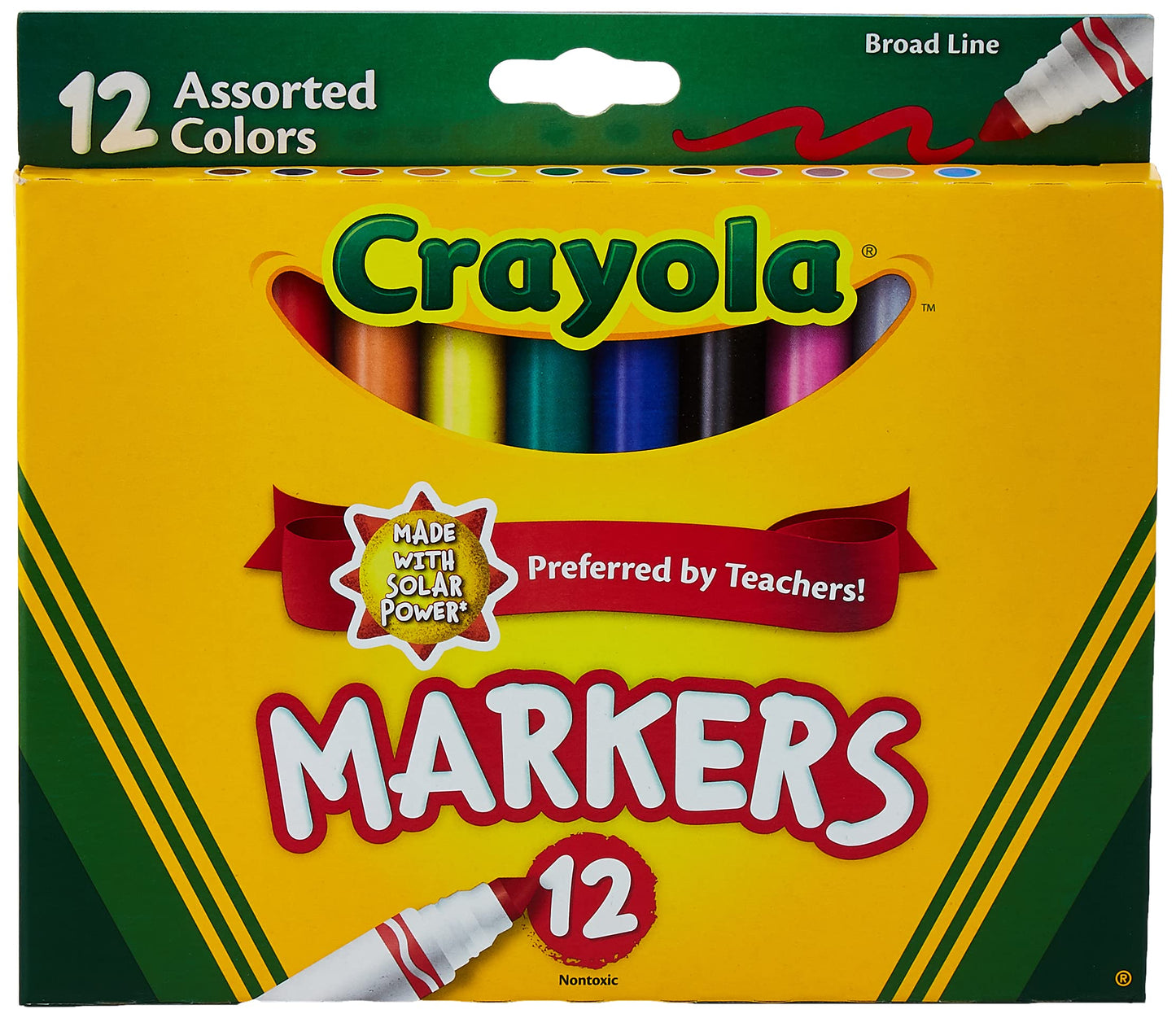 Crayola CRA-58-7712 Classic Non-Washable Marker, Broad-Line, 12 Colors/Set
