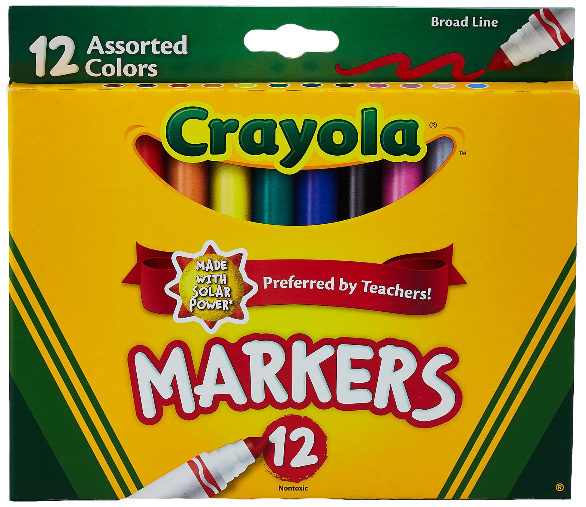 Crayola CRA-58-7712 Classic Non-Washable Marker, Broad-Line, 12 Colors/Set