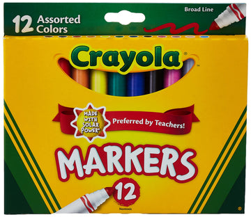 Crayola CRA-58-7712 Classic Non-Washable Marker, Broad-Line, 12 Colors/Set