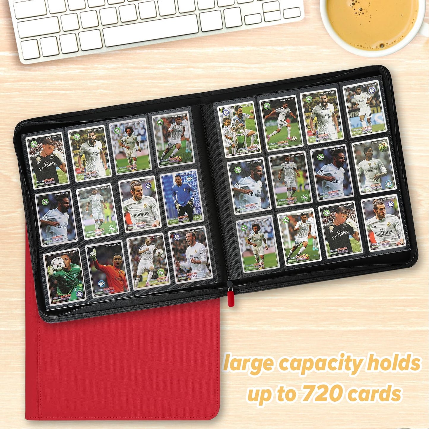 Trading Card Binder 12 Pocket  GERMUN PU Cover Card Binder for 720 Cards  enhanced Trading Card Holder Folders  Double Sided Pocket Card Album for MTG  TCG (Red)