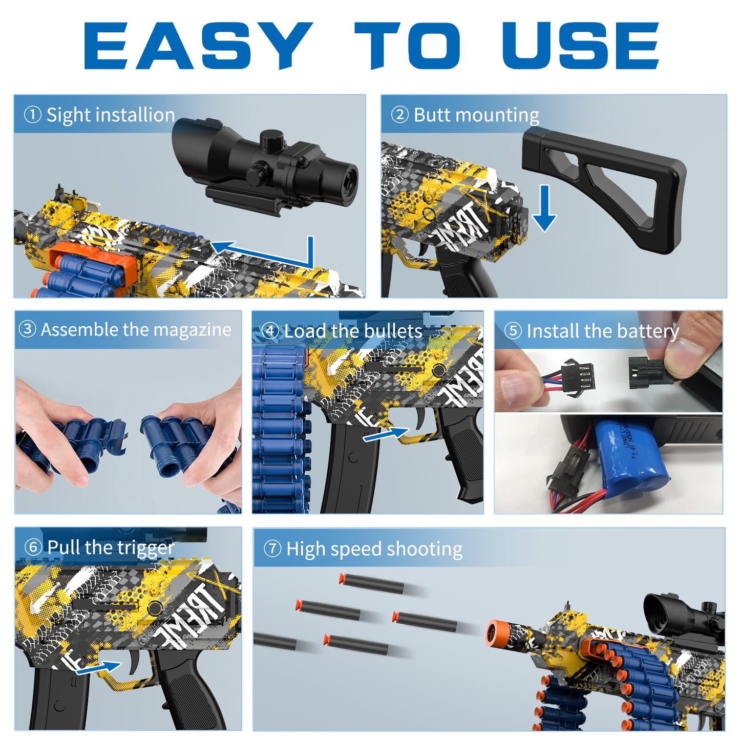 Electric Automatic Toy, Toy With 30 Dart Clips And 100 Foam Darts, Outdoor Shooting Games Toys For 6-12 Year Old Boys & Girls Ad