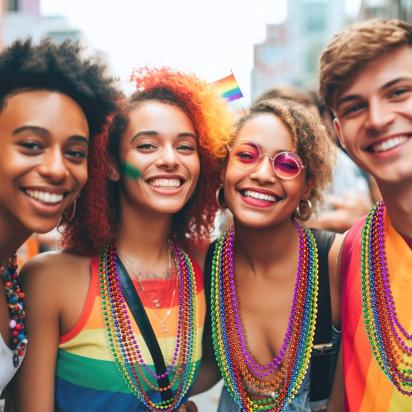 Zzyfgh 12 Pcs Pride Bead Necklaces, Gras Beads Necklaces, 33'' Lgbtq Pride Beads Women Men Stuff Pride Bead Accessories For Gay