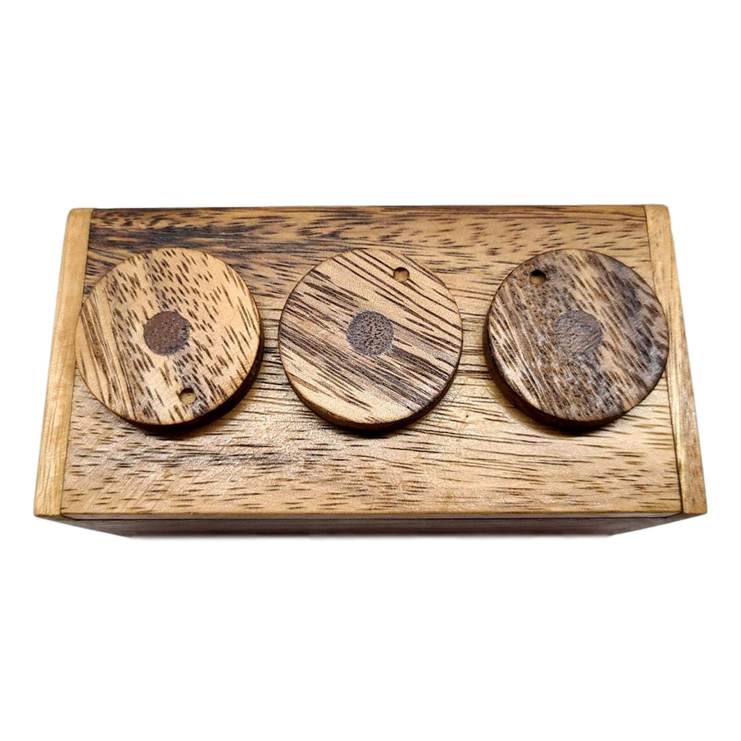 Playkids 3 Wheel Puzzle Box - Wooden Secret Lock Puzzle, Brown, Model: 3WheelPuzzleBox