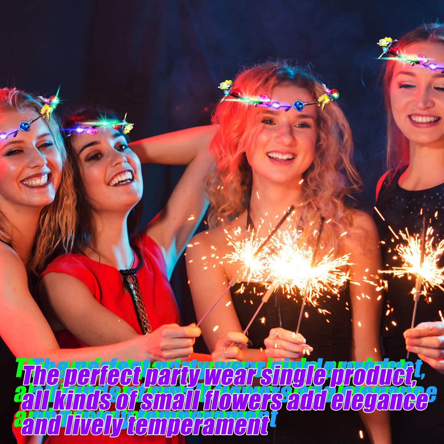 Syhood 40 Pcs Led Flower Headband, Light Up Flower Crown Garland Headdress Floral Headpiece For Women Hair Accessories Valentine'S Day Holiday Birthday Wedding Party(Plum Blossom Style)