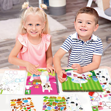 Omgouue 2Pcs Easter Day Crafts For Kids Ages 4-8 Sticker Paint Books Includes Eggs Bunny Chick And More Designs Gift Party Create 20 Pictures Sticker Sheets Are Separate