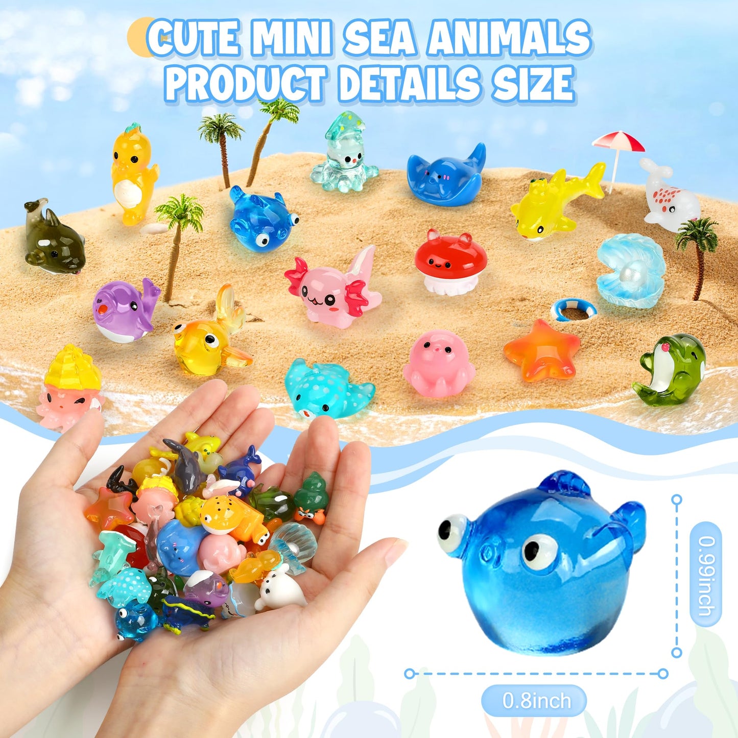 18pcs Ocean Mini Resin Animals 18 Styles Tiny Sea Resin Animals Figurines Miniature Little Small Plastic Animal Figures Bulk for