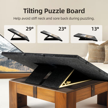 Becko Us 2000 Piece Foldable & Tilting Puzzle Board With 8 Drawers & Cover, Lightweight & Portable Puzzle Table With Built-In Stands For Angle Adjustments, For 2000 1500 1000 Pieces Jigsaw Puzzles