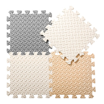Tamiplay Foam Floor Mats For Kids, 12 X 12 Inch 16 Tiles 0.4' Thickness Foam Play Mat, Non-Toxic Square Interlocking Floor Mats Rubber Baby Play Mat For Toddlers(White/Beige/Gray)