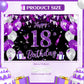 Purple 18Th Birthday Decoration Banner For Girls Large Black Purple Silver Happy 18Th Birthday Banner Purple And Black 18Th Background For 18Th Birthday Anniversary Party Supplies