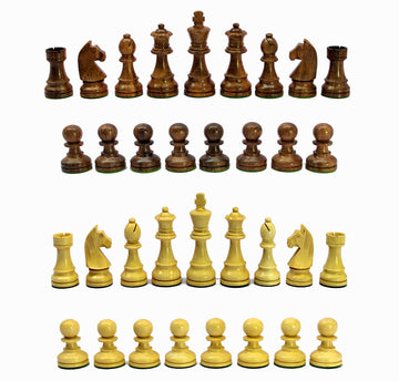 Stonkraft - Wooden Chess Pieces Pawn With Extra Queens Chessmen Figurine Pieces Coins (3.75' King Height)