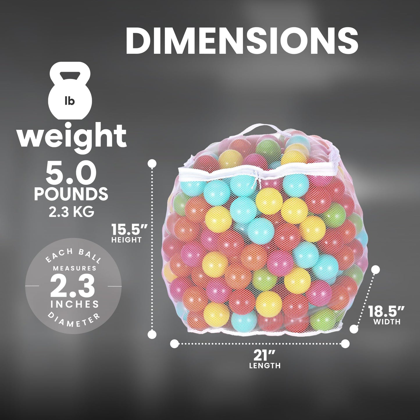 Balancefrom Fitness 2.3 Inch 400 Crush Proof Play Pit Balls With Mesh Storage Bag For Playpens, Bounce Houses, And Kiddie Pools, Multicolor (3 Pack)