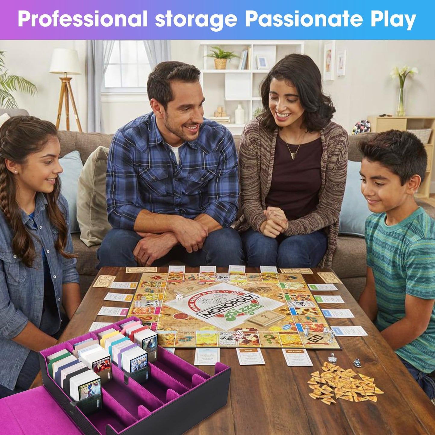 Mztxy 3000+Trading Card Storage Box, Pu Leather Organizer Case With 24 Dividers, Magnetic Closure, 4 Supporters, For Game Sports