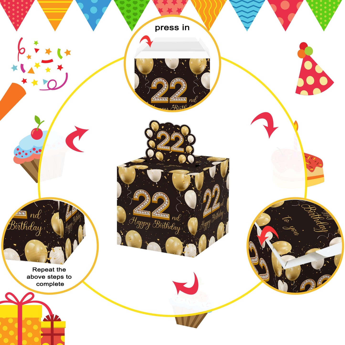 22Nd Birthday Gifts For Boys Girls, 22Nd Birthday Surprise Gift Box, Happy Birthday Money Gift Boxes For Cash, 22Nd Birthday Par