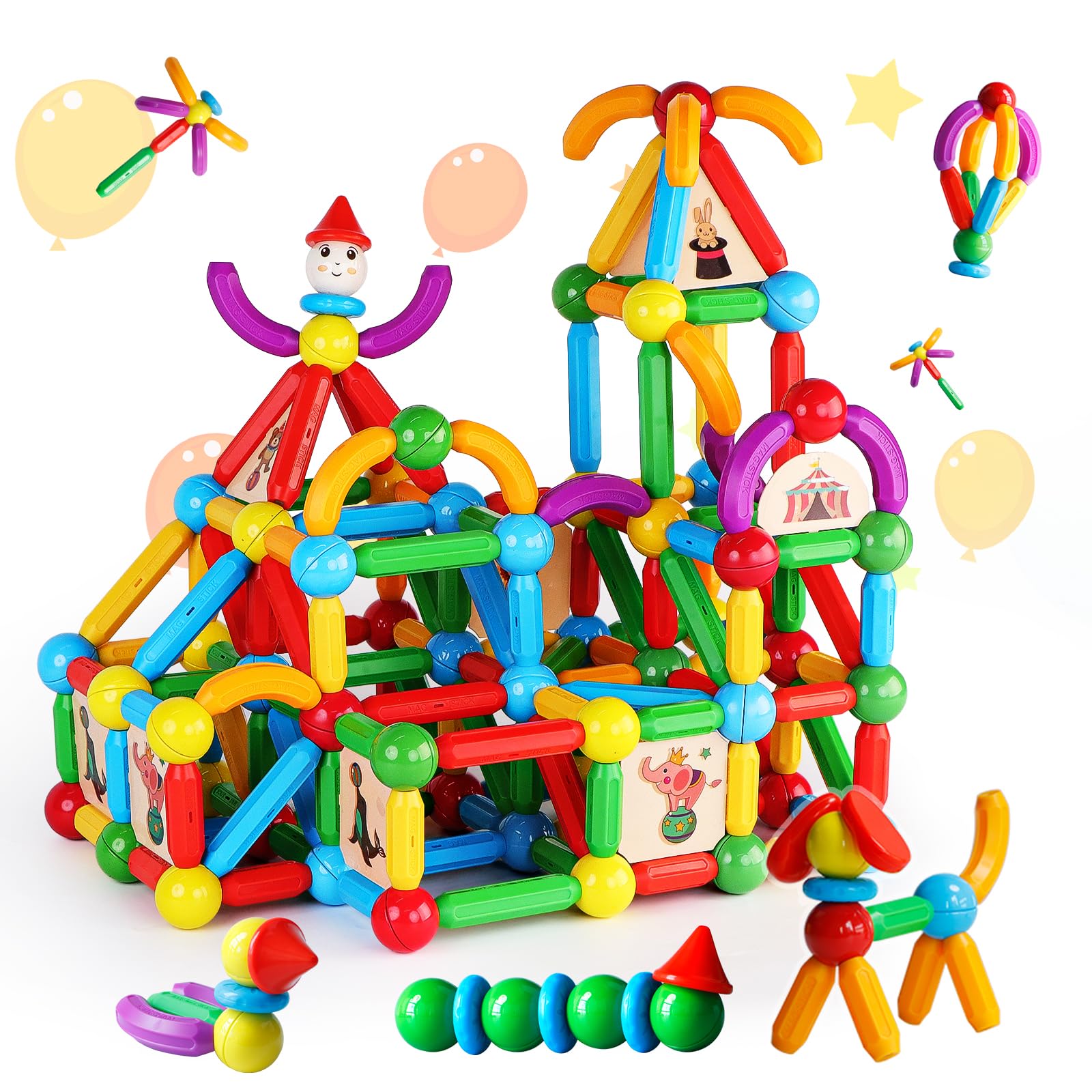 TOKBLOK Magnetic Blocks for 3 Years Old Girls Boys Magnetic Building Sticks Preschool Educational Learning STEM Toys Toddler Mon