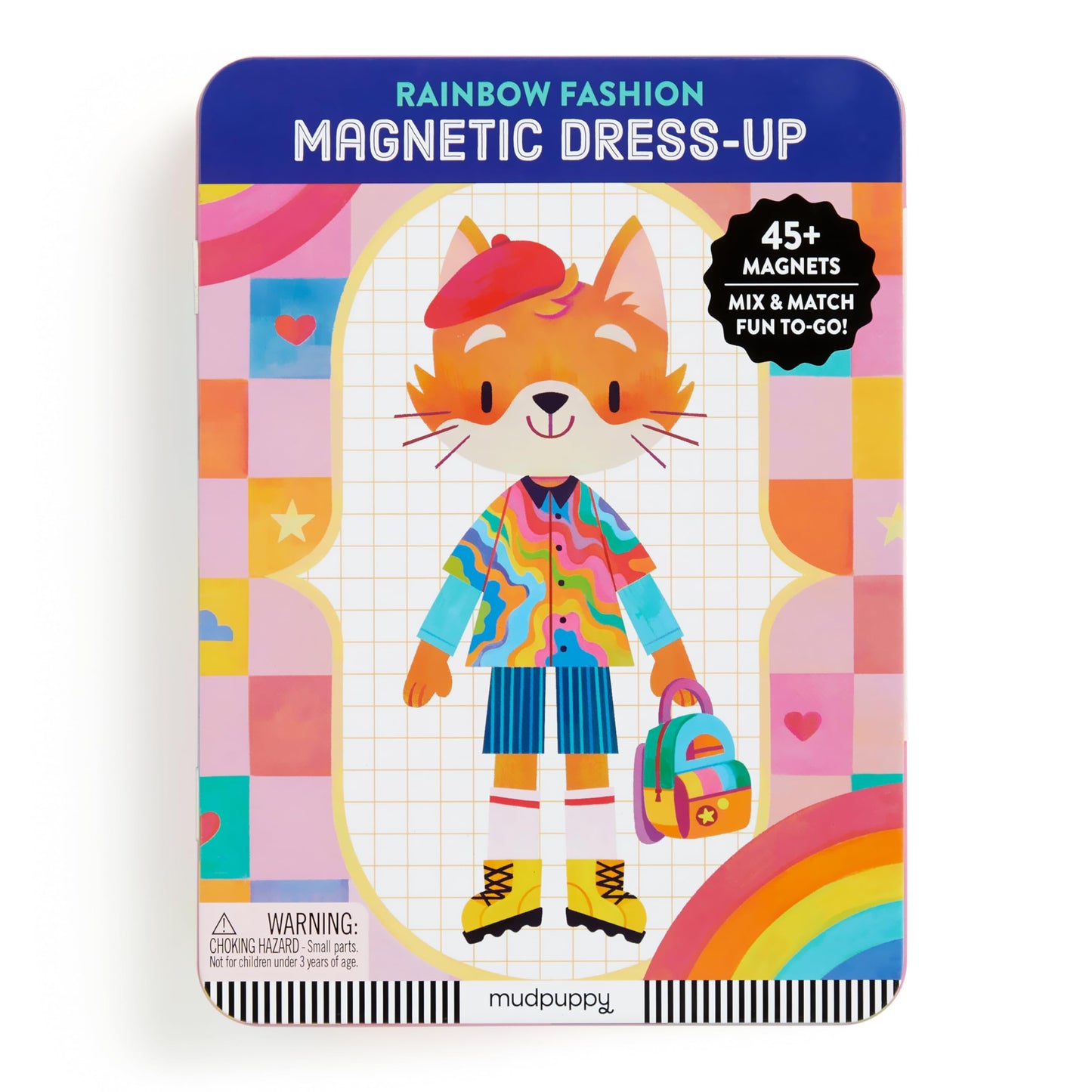 Mudpuppy Rainbow Fashion - Magnetic Dress Up Game with Illustrated Rainbow Scenes Including 2 Furry Characters and Over 40 Mix a