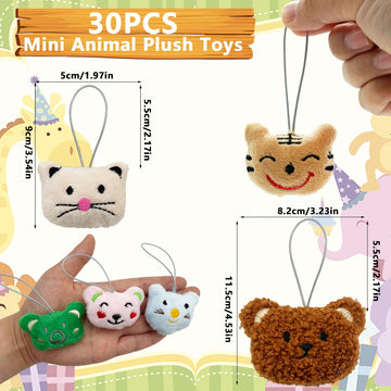 Xipegpa 30 Pcs Mini Animal Plush Toys Set Cute Small Animal Stuffed Toy Keychain For Party Favors Keychain Ornament For Goody Bag Easter Egg Stuffers Carnival Birthday Party Classroom Prizes