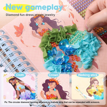 Magic 4 In 1 Poke In Art Kits For Girls, Pretty Princess Game With Princess Stickers, Watercolor Paint, Diamond Art Crafts For Kids Ages 4-8, Diy Activity Easter Gifts For 4 5 6 7 8+ Year Old Girls