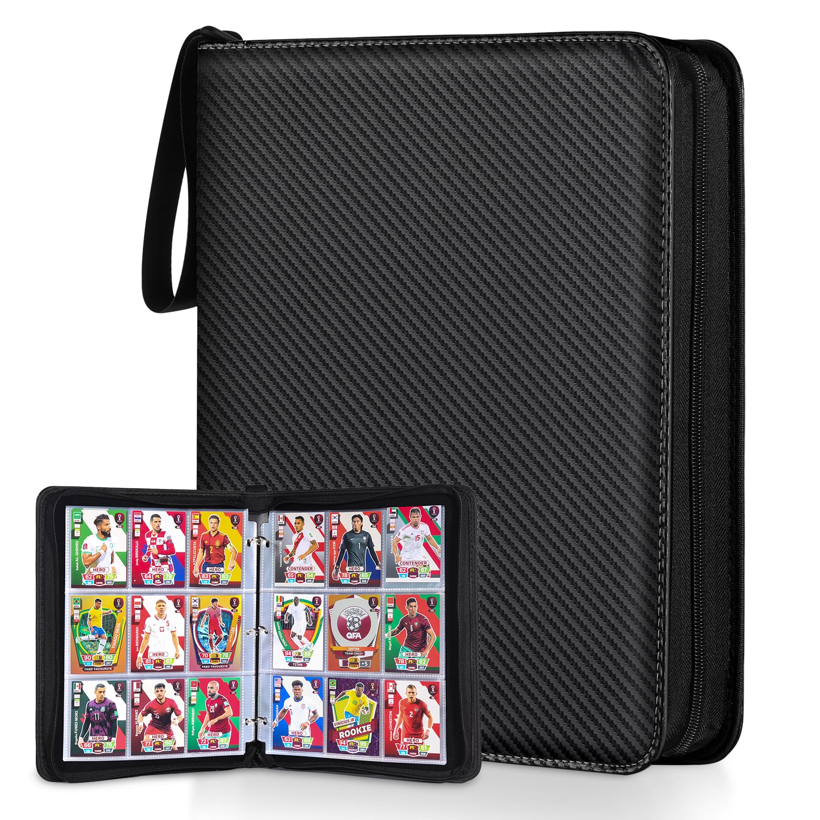 LIMSTDIC Card Binder for Pokemon Card  9 Pocket 40 Double-Sided Pages for 720 Card Pocket enhanced Zip PU Card Binder for Pokemon  Collectible For TCG MTG Baseball Football Trading Card Game(Black)