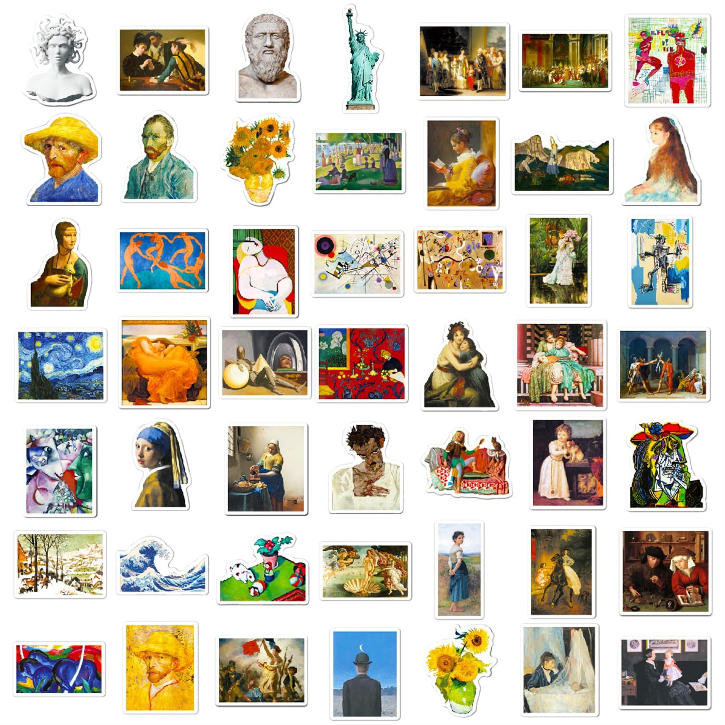 Retro Famous Art Painting Stickers Pack, 100 Pcs Vinyl Waterproof Vincent Van Gogh Oil Painting Style Stickers For Laptop Phone