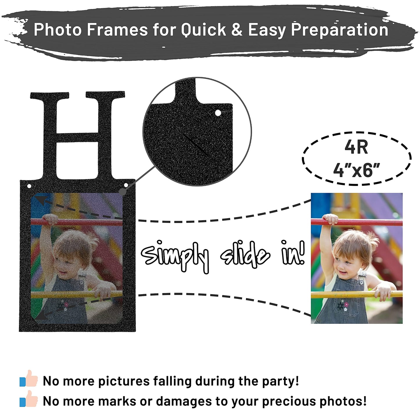 Sweet 16 Birthday Decorations Photo Banner In Black Pre-Assembled - Sweet 16 Banner With Sixteen Photo Card Frames Party Supplie
