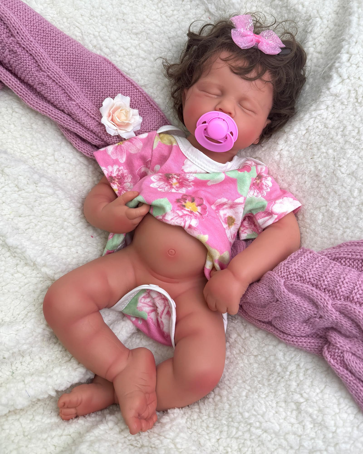 Lifelike 20 Full Body Silicone Reborn Baby Girl Doll with Rooted Hair