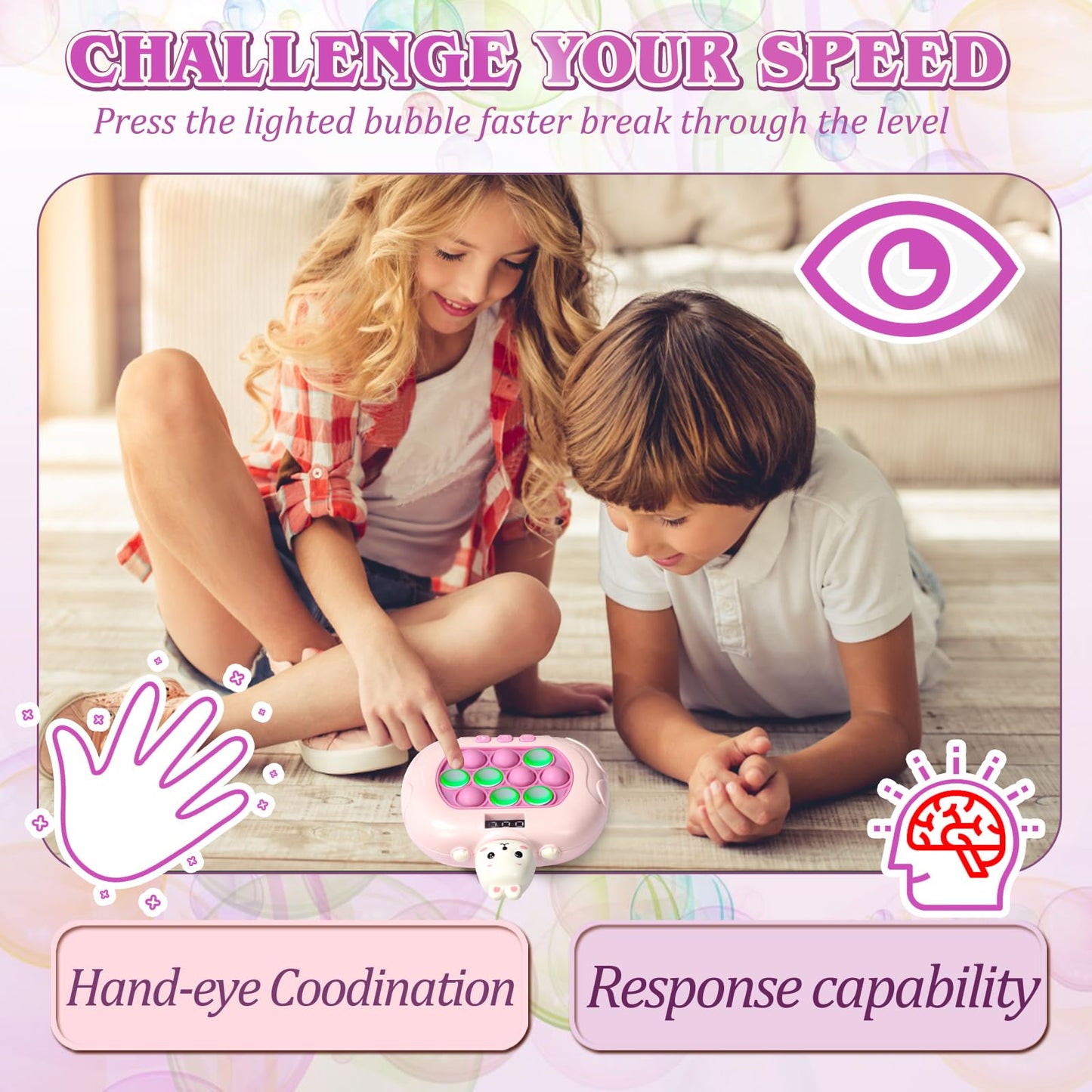 Gaper Go Quick Push Pop Game 6 Modes Games, Rabbit Fast Push Bubble Game, Console Pop Game, Fidget Toys Light Up Pop Game, Handh