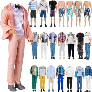 Yamaso 10-Item Fantastic Pack = 5 Sets Fashion Casual Wear Clothes Outfit +5 Pairs Shoes For Boy Doll Random Style (Casual Wear 